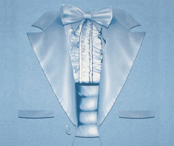 Tuxedo T-shirt with Blue Bow Tie on White