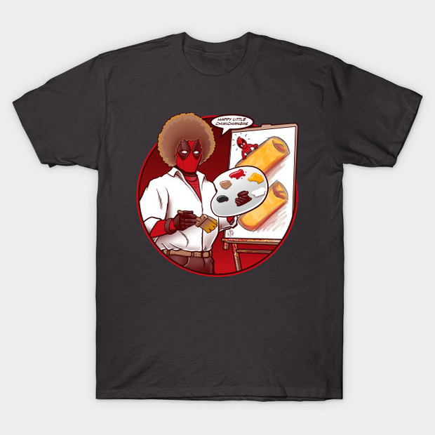 Deadpool Bob Ross T-Shirt - Happy Little Chimichangas