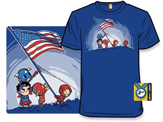 Superheroes Raising the Flag T-Shirt